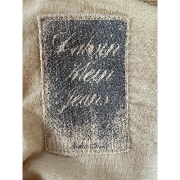 Calvin Klein Jeans Womens Beige Embroidered Button-Up Long Sleeve Shirt 2X - Picture 4 of 16